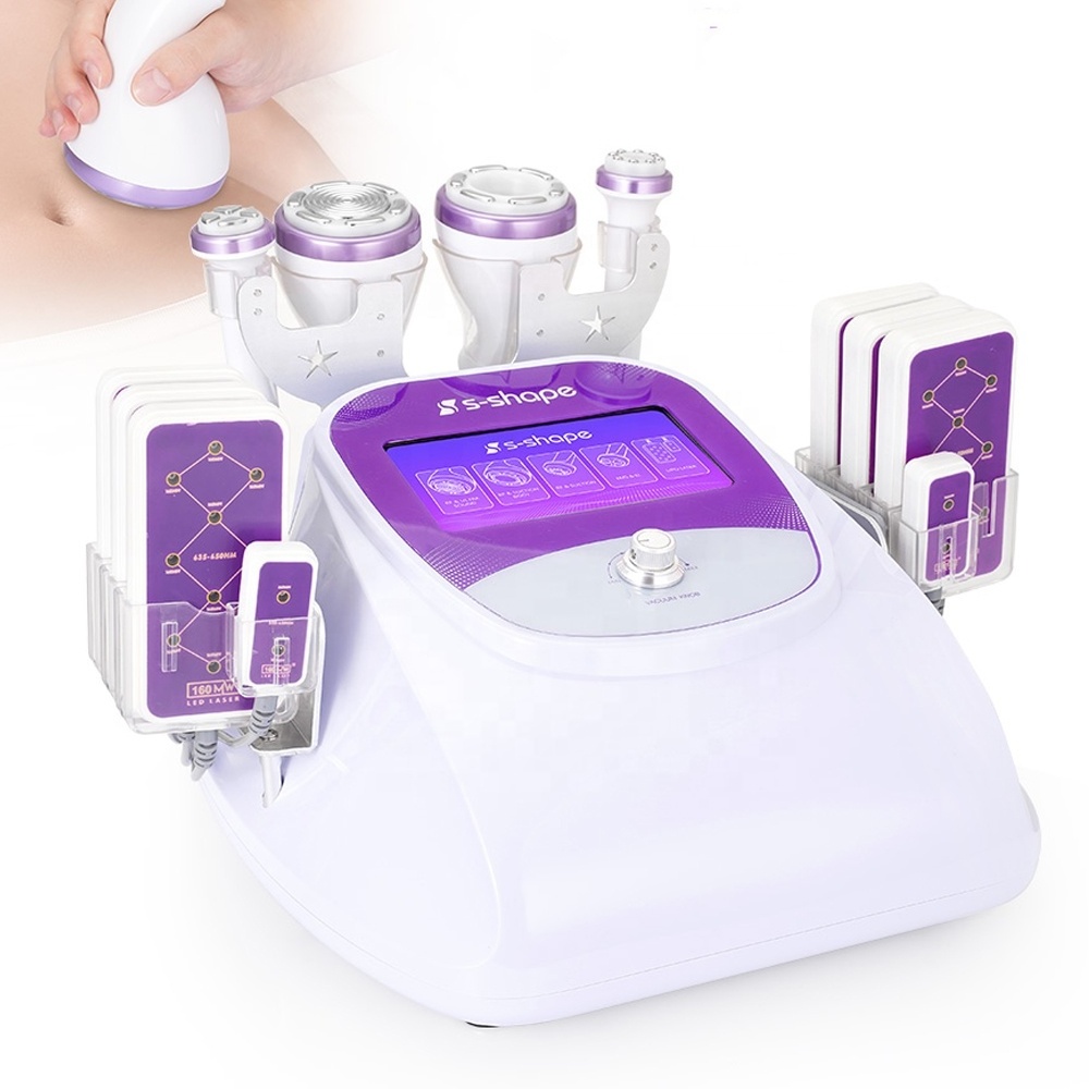 Best Cavitation Machine S Shape Cavitation Machine Ultrasonic Slimming LipoLaser Pads 160mw Radio Frequency Facial Device