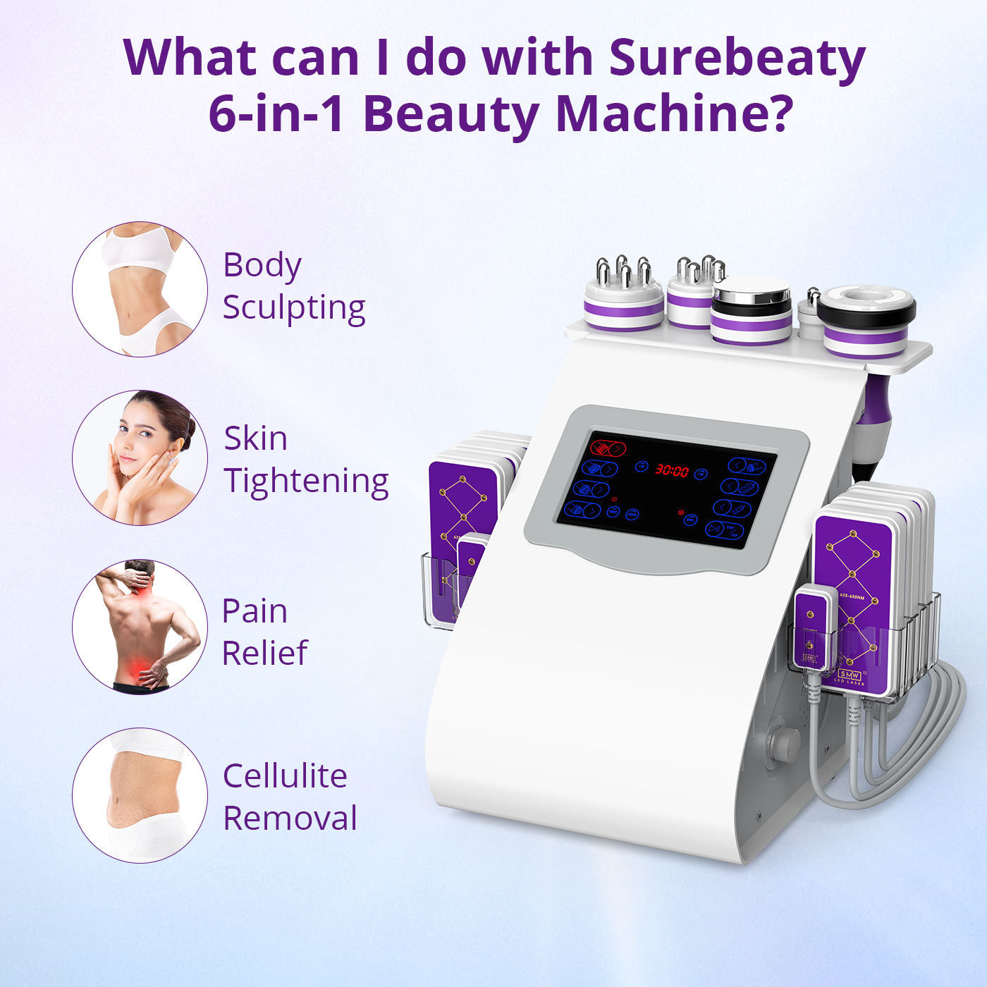 Body Shape RF Slim Beauty Machine Cavi Machine 6-1 Body Sculpting Machine for Body Slimming and Skin Firmness