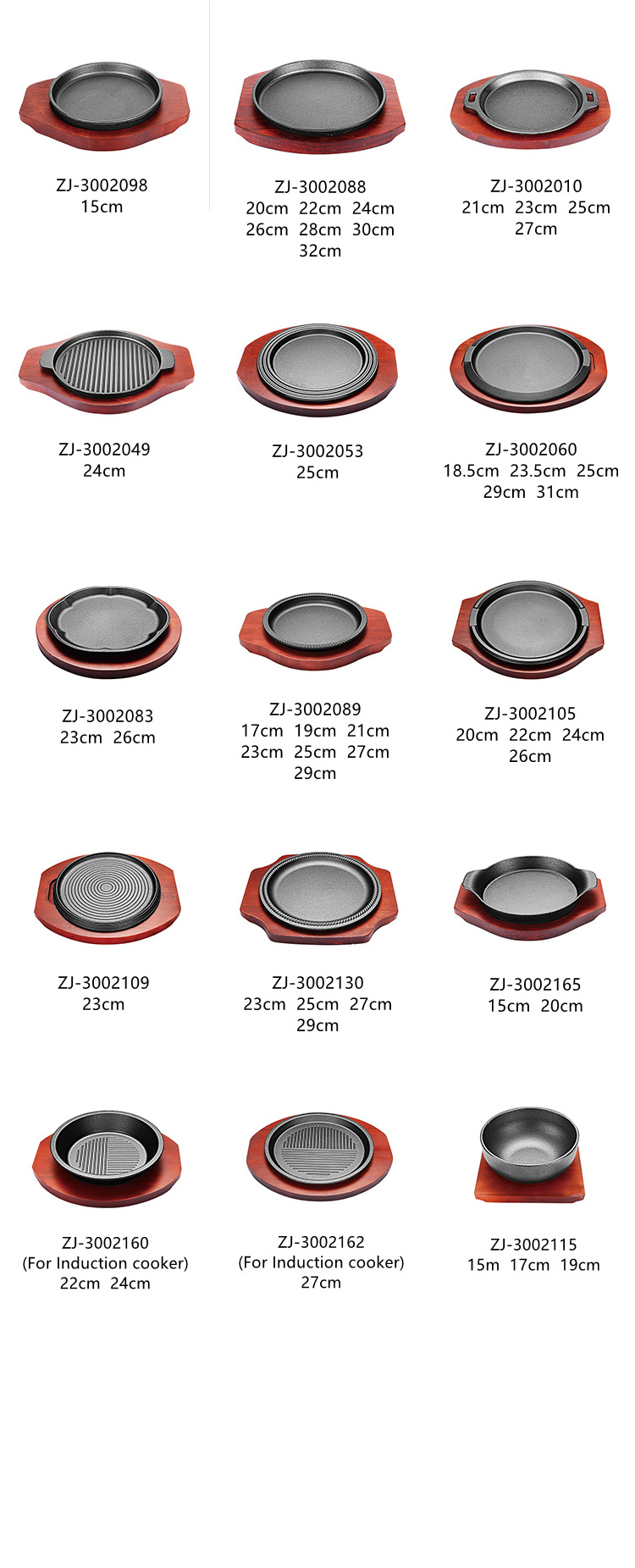 Round Square Shape Cast Iron Cooking Hot Frying Grill Fajita Skillet Sizzling Plate Set With Wooden Base Steak Pan