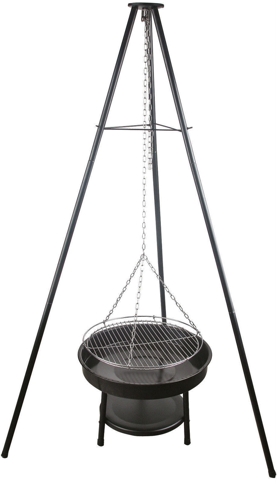 Stainless Steel Chain Barbeque Grill Tripod Hanging Folding Charcoal BBQ Grill Outdoor