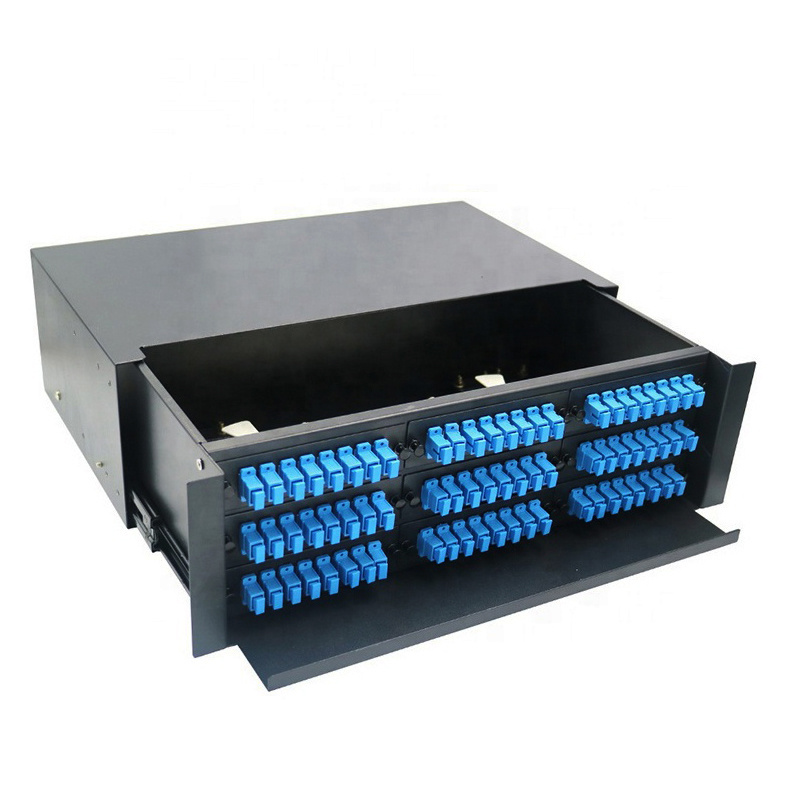 ODF Rack mounted distribution frame 12 24 36 48 port patch panel splice tray SC FC LC adapter 1U 2U 19inch slideable