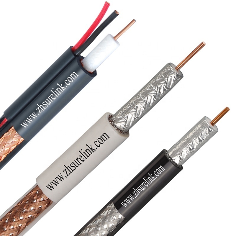 dual quad tri shield RG6 RG6/M coaxial cable bare copper or ccs coax cable for TV CCTV CATV Satellite rg6