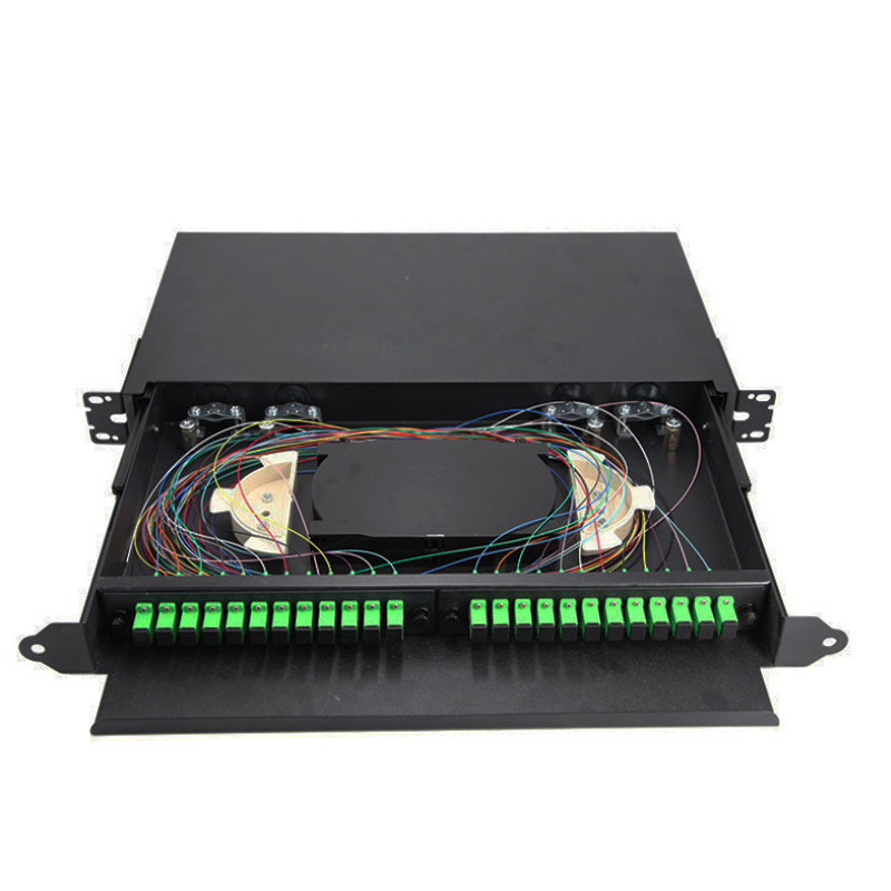 ODF Rack mounted distribution frame 12 24 36 48 port patch panel splice tray SC FC LC adapter 1U 2U 19inch slideable