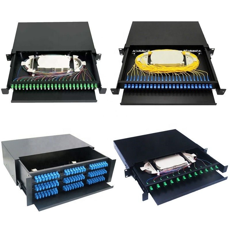 ftth outdoor ODF equipment rack wall mount ABS plastic or steel Fiber Optic Splice Tray Patch Panel 12port 24port 48port 96port