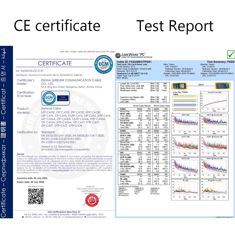 SURELINK customised cat7 rj45 4pair 23awg LSZH data lan cable 1000MHZ sftp cat7 cat6A SF/UTP CAT 7