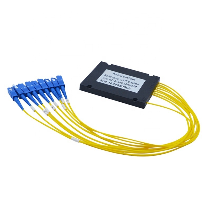 1:2 1:4 1:8 1:16 1:32 1:64 FTTH FTTX ABS Box PLC Splitter with SC LC UPC APC connector card splitter steel tube splitter