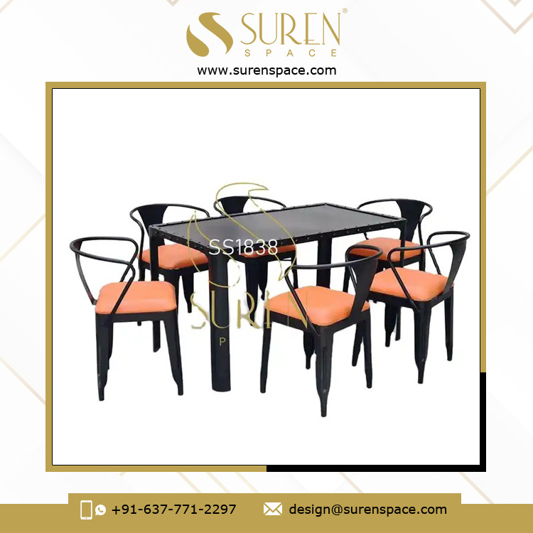 Superior Quality Wholesale Handmade Outdoor Restaurant Furniture MS Black Metal Restaurant Table Chairs Set from India