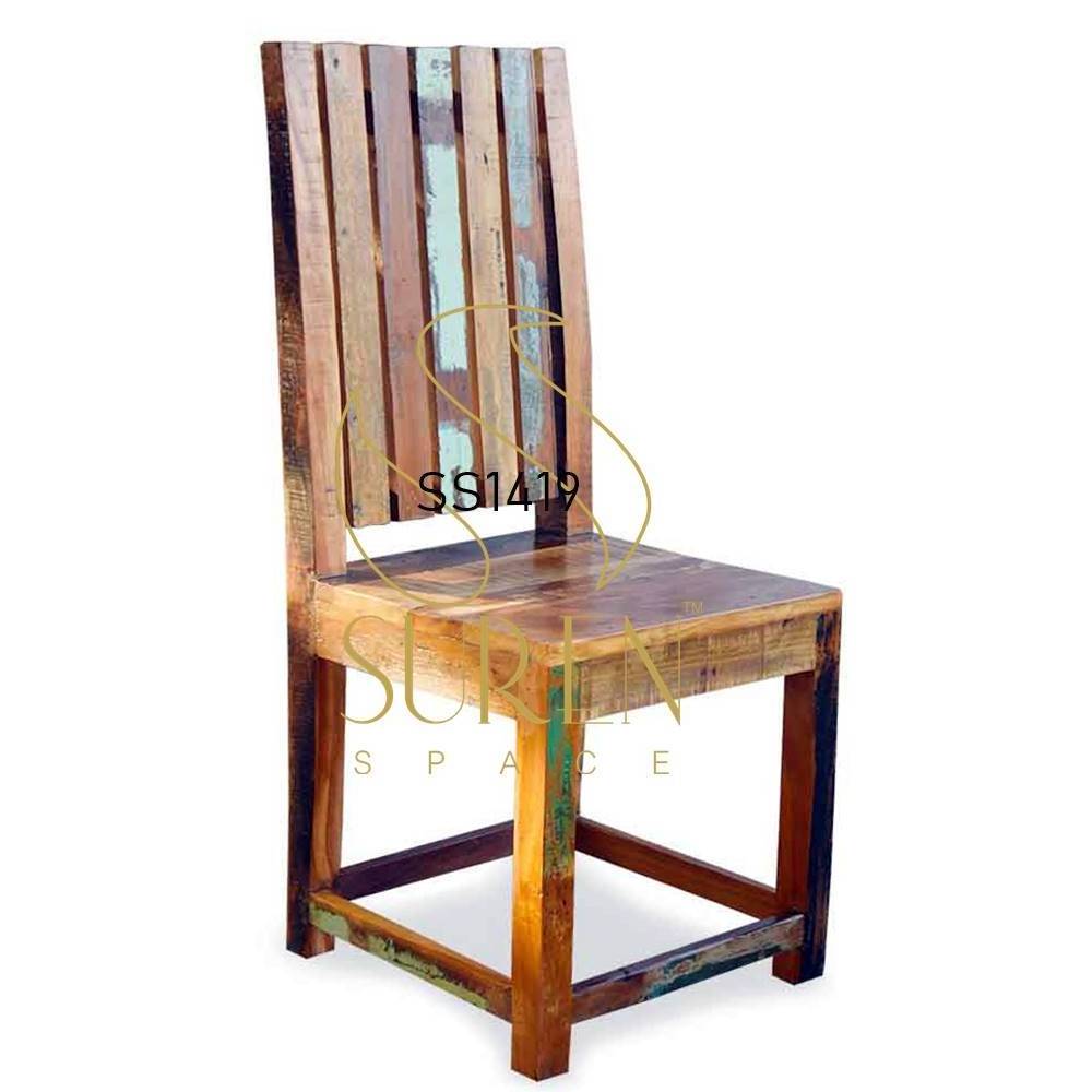 Recycled Restaurant Chair Artistic Old Wood for Beach Home Holiday Home Multicolored Dining Chair Leather Chair Home Furniture