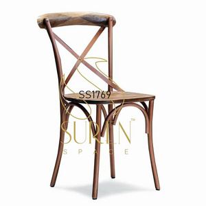 2023 Latest Collection Commercial Furniture Metal Wooden Banquet Event Chair Rental Wedding Cross Back Industrial Chair