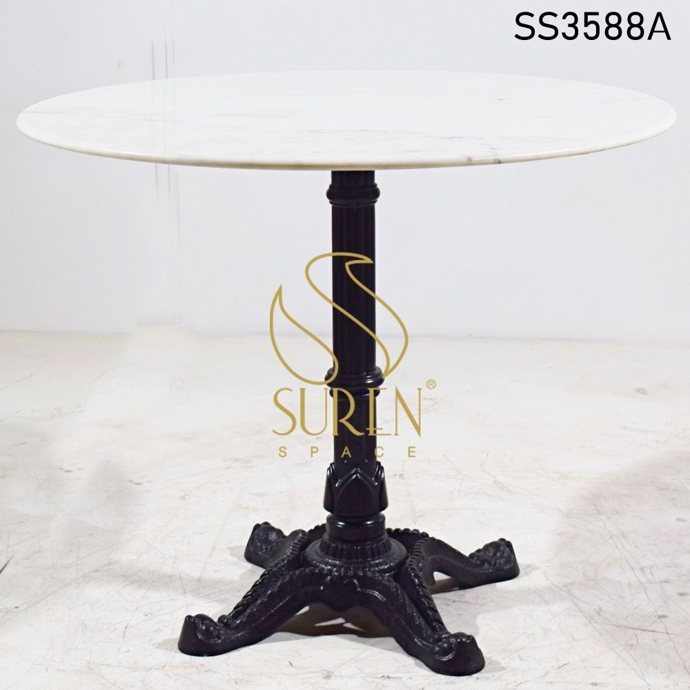 Indian Handmade Beautiful Hotels Room Modern Marble Living Room Table Black Powder Carding Leg