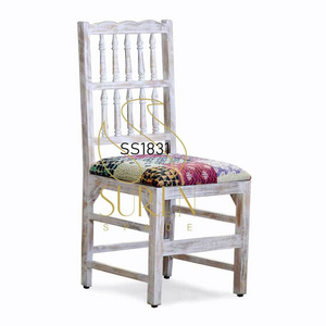 Restaurant Chair Hand Carved Distress Traditional Fabric Wood Dining Chair Dining Room Furniture Home Furniture Solid Wood