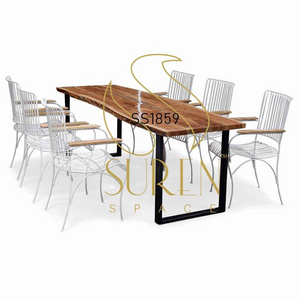 Live Edge Acacia Wood Event Wedding Table Chairs Outdoor Furniture Set Garden Outdoor Furniture For Contract Furniture