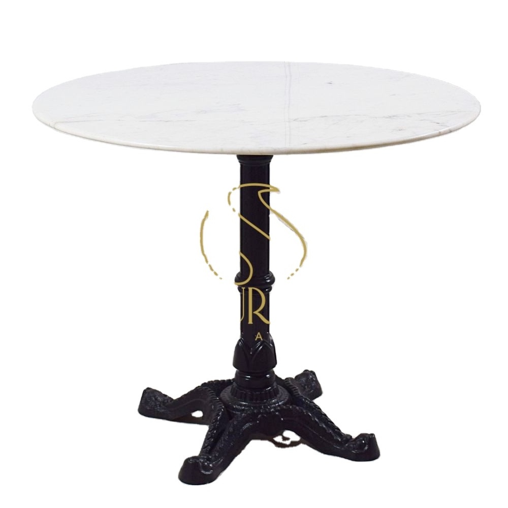 Indian Handmade Beautiful Hotels Room Modern Marble Living Room Table Black Powder Carding Leg