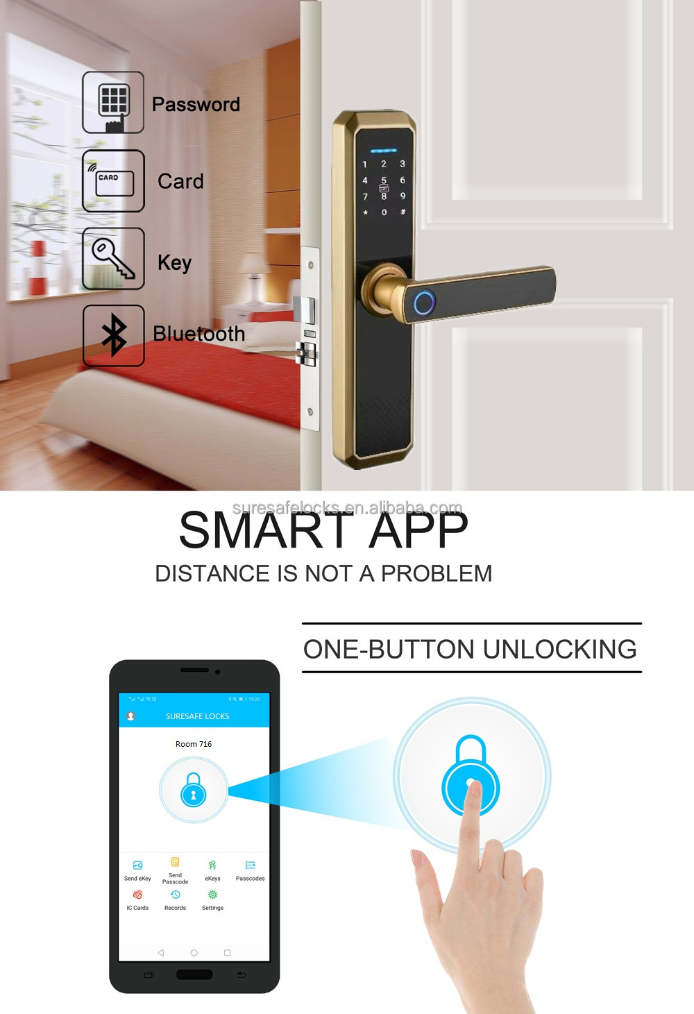 2021 new mobile APP TTLOCK remote control door lock WiFi smart fingerprint door handle