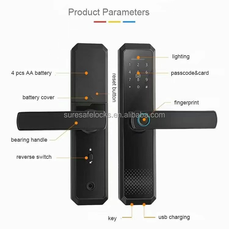 2021 new mobile APP TTLOCK remote control door lock WiFi smart fingerprint door handle