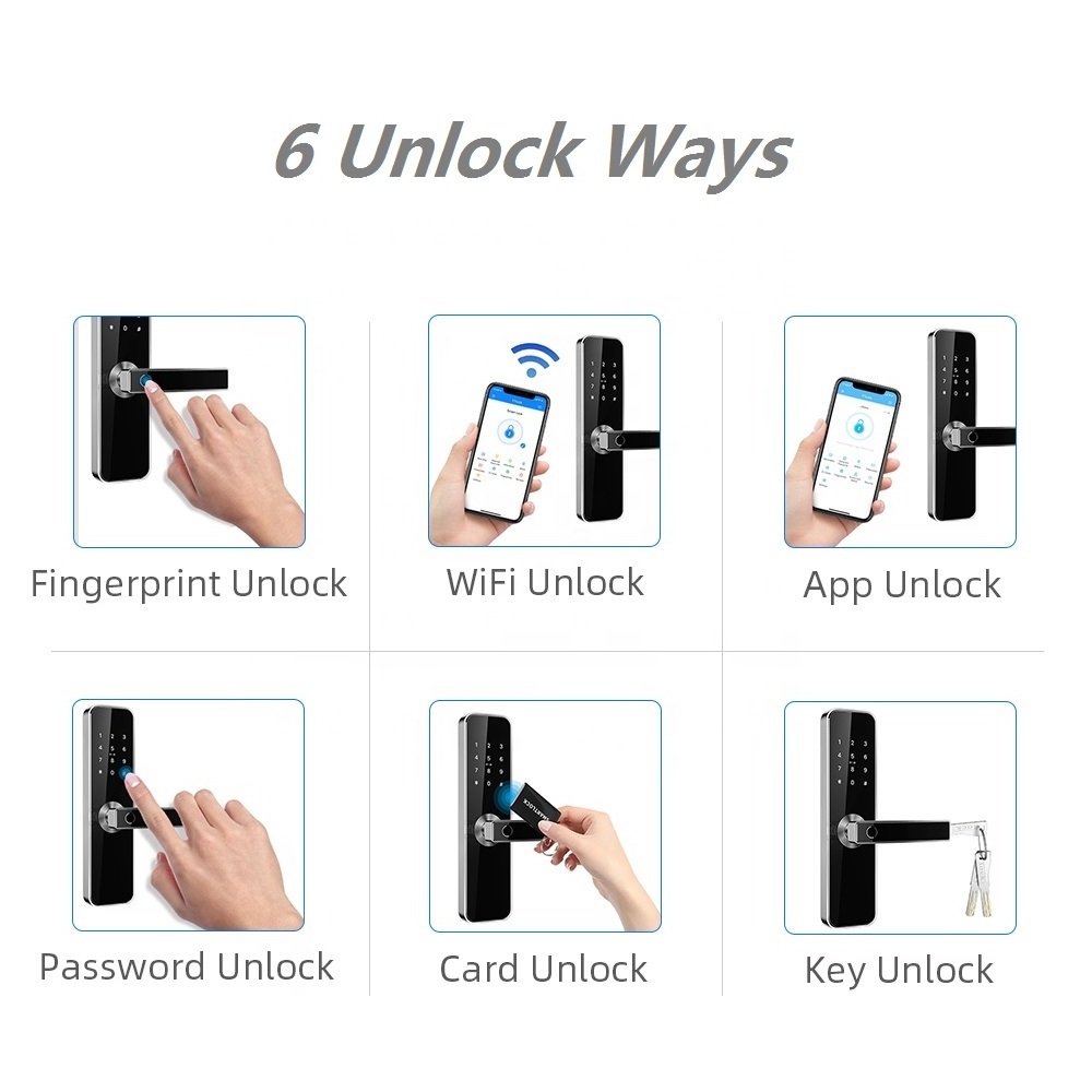 Smart Digital TTLOCK, TUYA WiFi Fingerprint Wireless Access Automatic Combination Door Lock