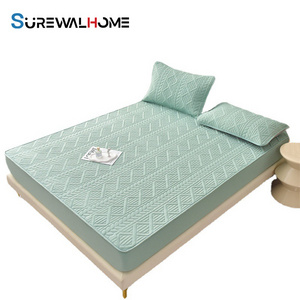 SUREWALHOME Fitted Sheet Style Bed Cover Quilted Waterproof Mattress Protector Premium Mattress Pad Breathable Mattress Cover