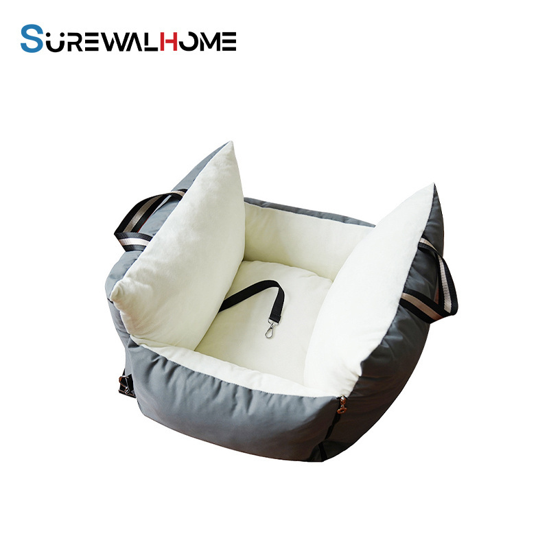 SUREWALHOME Car Pet Carrier Booster with Storage Pockets Dog Travel Bed Detachable and Washable Puppy Dog Booster Seats