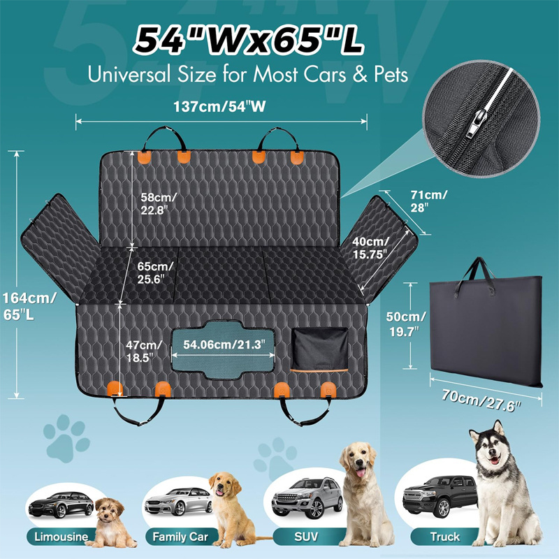 SUREWALHOME Waterproof Dog Car Back Seat Hard Bottom Detachable Cover  Dog Car Bed