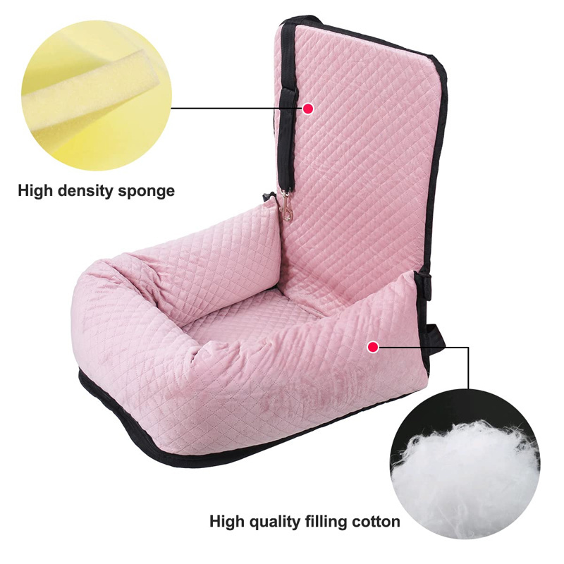 SUREWALHOME Velvet Pet Carrier Washable Car Seat for Medium Small Pet Dog Booster Seat Bed with Safety Belt Leash for Pet Travel