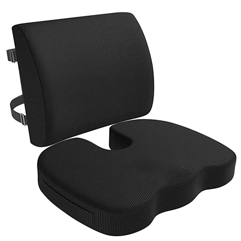 SUREWAL Seat Cushion & Lumbar Support Pillow Set for Office Chair Car Wheelchair Memory Foam Desk Chair Cushion for Sciatica