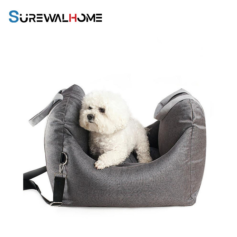 SUREWALHOME Car Dog Bag Dog Booster Car Seat Travel Carrier with Clip on Safety Leash and Storage Pocket Dog Seat for Puppy