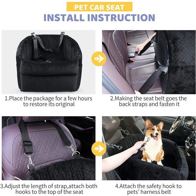 SUREWALHOME Pet Safety Booster Seat Center Console Car Seat for Small Dogs Cats Armrest Booster Pet Seat Washable Removable