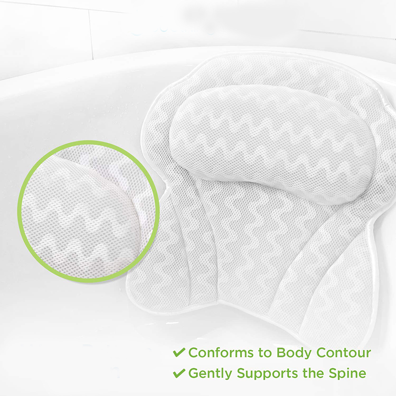 4D Mesh Bathtub Pillow Back Neck Support Pillow Spa Cushion for Tub, Relaxing Headrest Bath Pillow