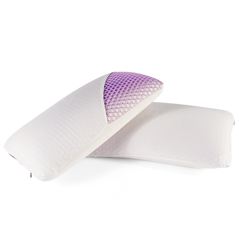 SUREWALHOME TPE High Elastic Air Pillow Hollow Purple Honeycomb Mesh Gel Pillow Washable Cooling Pillow for Neck Pain Relief