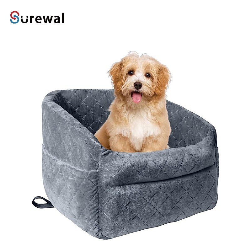 SUREWALHOME Pet Safety Booster Seat Center Console Car Seat for Small Dogs Cats Armrest Booster Pet Seat Washable Removable