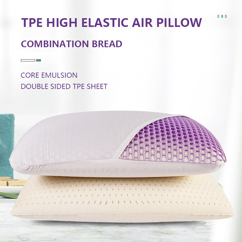 SUREWALHOME TPE High Elastic Air Pillow Hollow Purple Honeycomb Mesh Gel Pillow Washable Cooling Pillow for Neck Pain Relief