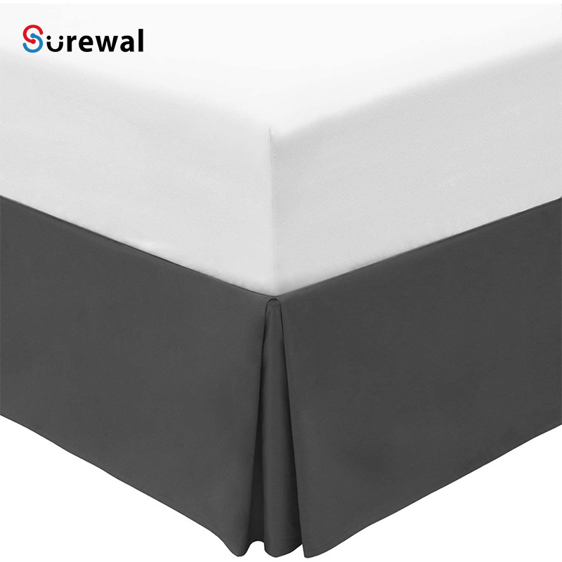 SUREWAL Double Brushed Microfiber Comfort Bed Skirt Bed Frame and Box Spring Cover 15-Inch Tailored Drop Pleated Dust Ruffle