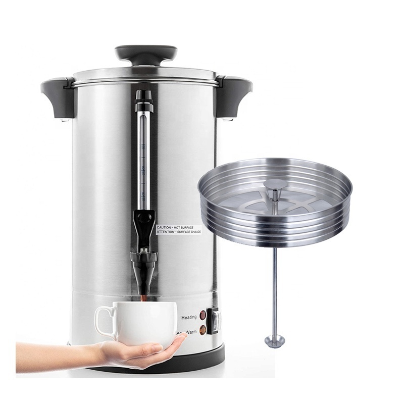 Commercial Grade Stainless Steel Percolate Coffee Maker Hot Water Urn 40-Cup Capacity for Catering