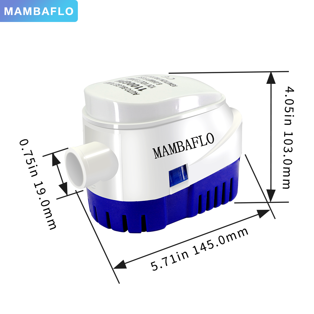 MAMBAFLO 1200GPH 12V/24V dc electric automatic marine impeller bilge pump for boat plumbing submersible high flow rate yacht