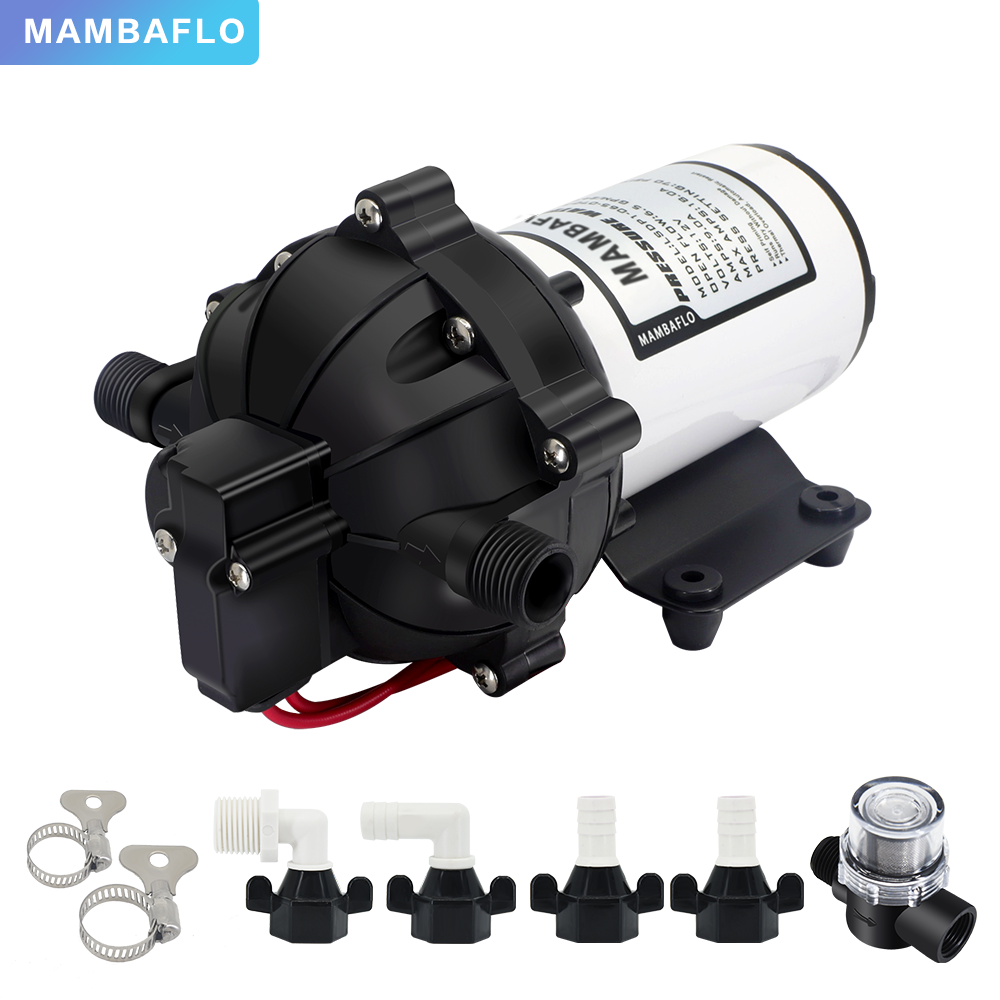 MAMBAFLO 51SERIES 12 Volt DC Diaphragm Water Pump self-priming  24.6LPM/6.5GPM  70PSI/4.8BAR High Pressure Diaphragm Water Pump