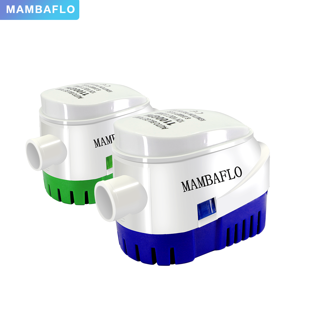 MAMBAFLO 1200GPH 12V/24V dc electric automatic marine impeller bilge pump for boat plumbing submersible high flow rate yacht