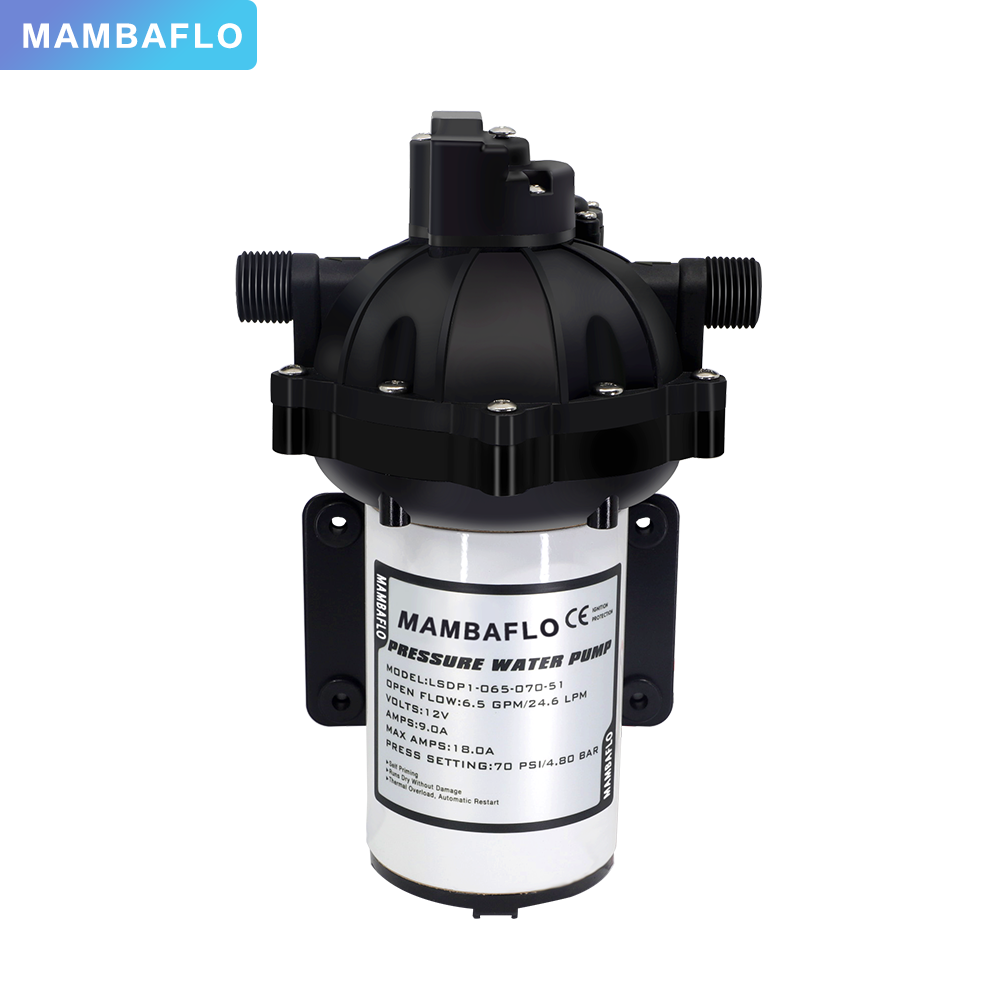 MAMBAFLO 51SERIES 12 Volt DC Diaphragm Water Pump self-priming  24.6LPM/6.5GPM  70PSI/4.8BAR High Pressure Diaphragm Water Pump