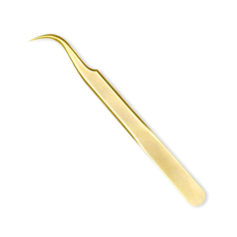 Private Label and Logo Gold Color Lashes Applicator Tweezers Bulk Magnetic Lash Tweezers Packaging False Eyelash Tweezers