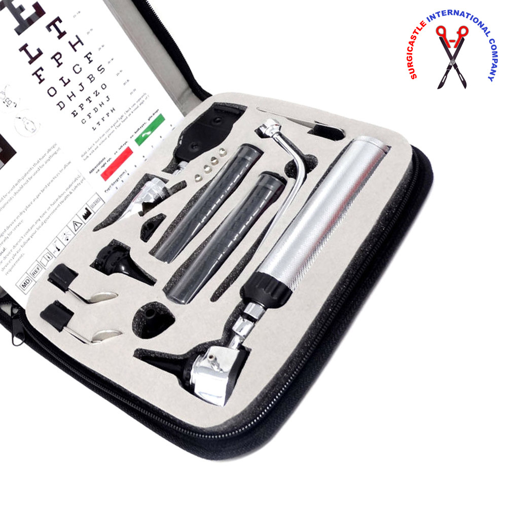 High Quality Best Selling ENT Diagnostic Set Otoscope and Ophthalmoscope Medical Instrument Fiber Optical Set By SURGICASTLE