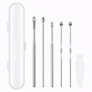 Latest Product Stainless Steel 7 Pcs Ear Pick Cleaning Set Ear Wax Removal Cleaner Curette Kit Spiral Spoon Tool By SURGICASTLE