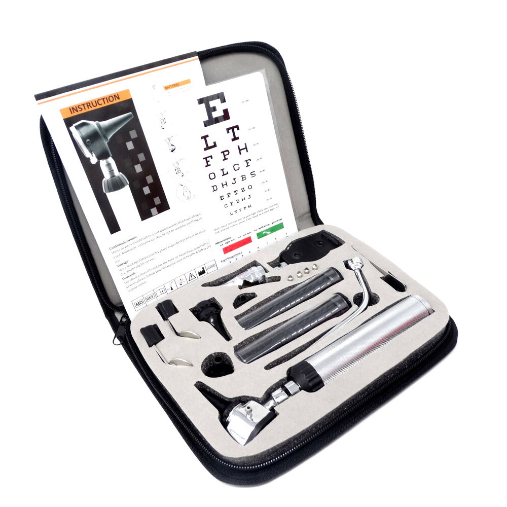 High Quality Best Selling ENT Diagnostic Set Otoscope and Ophthalmoscope Medical Instrument Fiber Optical Set By SURGICASTLE