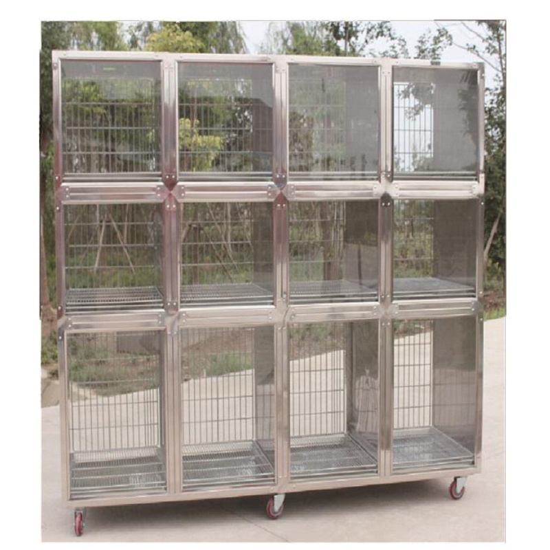 High quality Stainless steel Animal Cages pet showing cage for dog cat veterinary kennel