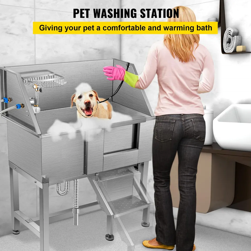 Pet Grooming Tub, Stainless Steel Dog Wash Station Pet Washing Station 34