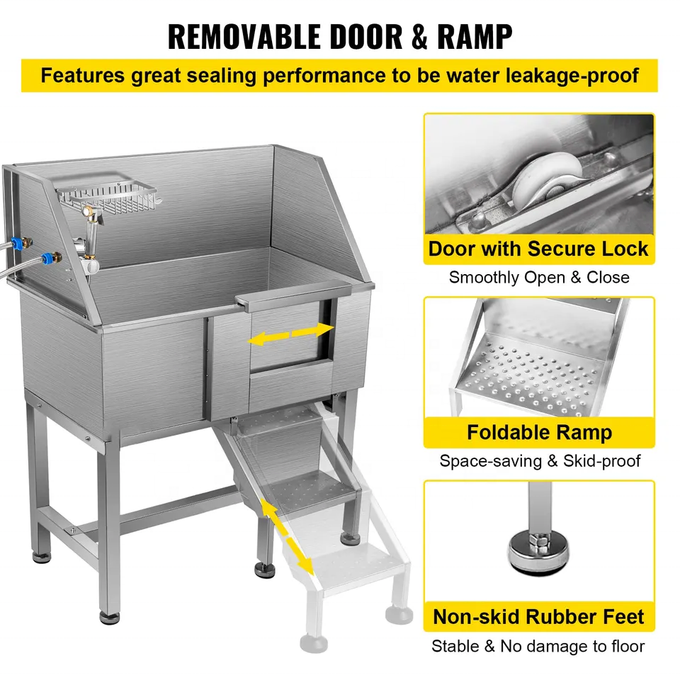 Pet Grooming Tub, Stainless Steel Dog Wash Station Pet Washing Station 34