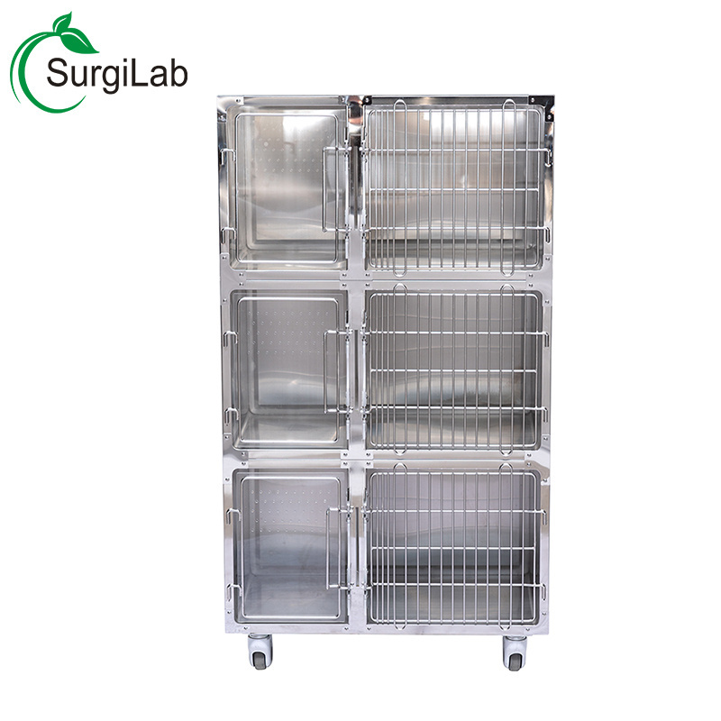 Veterinary Equipment Dog Kennel 304 Stainless Steel Three Layers Cat Carrier Cage For Animals