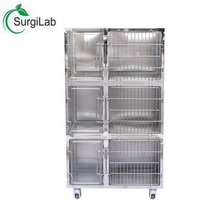 Veterinary Equipment Dog Kennel 304 Stainless Steel Three Layers Cat Carrier Cage For Animals