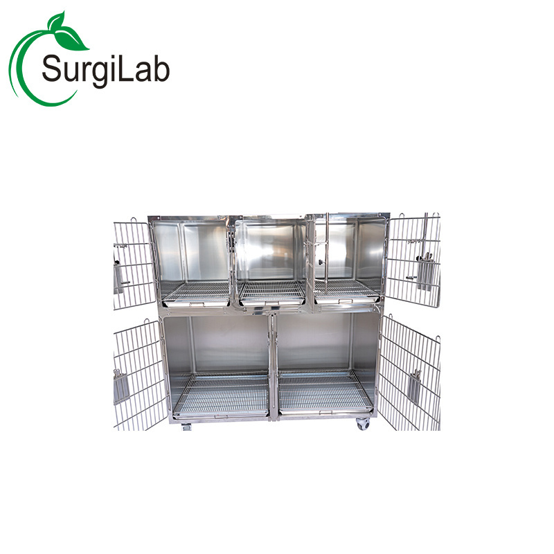 stackable Stainless Steel Movable Animal Dog Veterinary Cage Wholesale Foldable Pet Display Cage For Villa