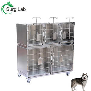 stackable Stainless Steel Movable Animal Dog Veterinary Cage Wholesale Foldable Pet Display Cage For Villa