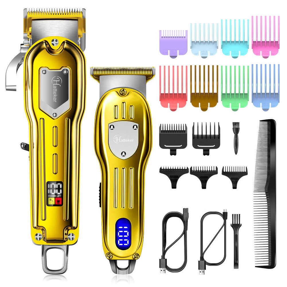 Hatteker Gold Hair Clipper Shaver Convenient Electric Hair Clipper Men's Cordless Professional Hair Clipper USB Charging