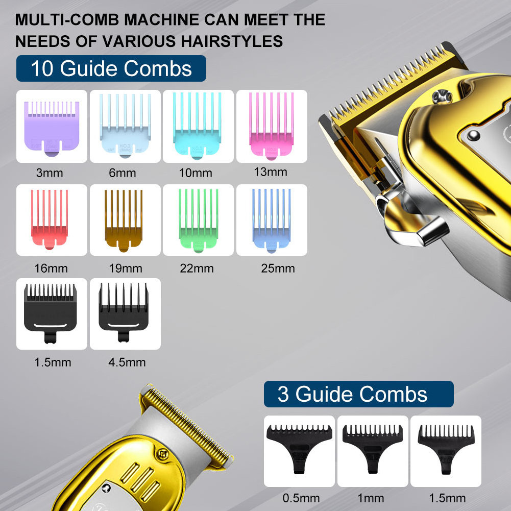 Hatteker Gold Hair Clipper Shaver Convenient Electric Hair Clipper Men's Cordless Professional Hair Clipper USB Charging